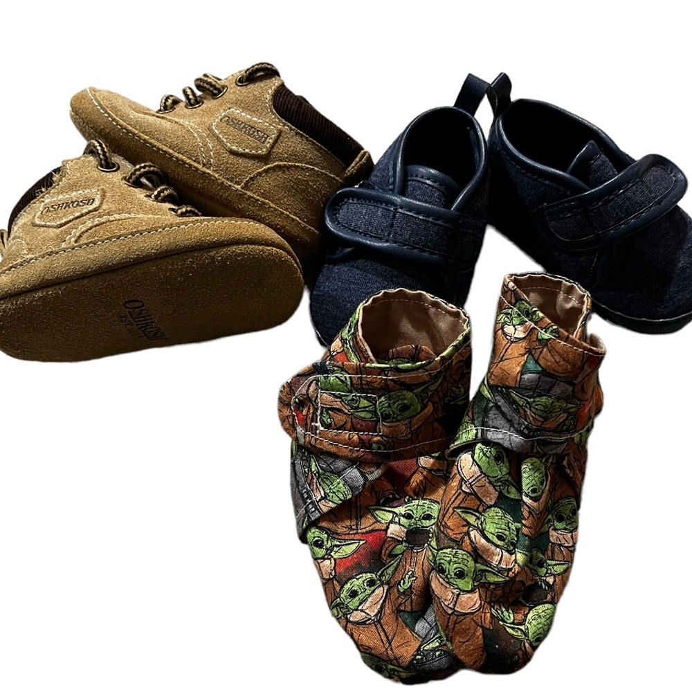 Osh Kosh Carters and Hand Made Baby Yoda baby shoe lot